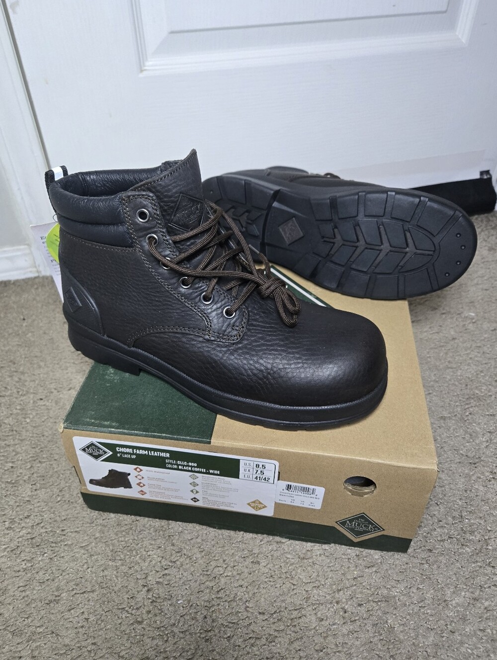 Men's Muck Leather Work Boots - Lace-Up Ankle Support